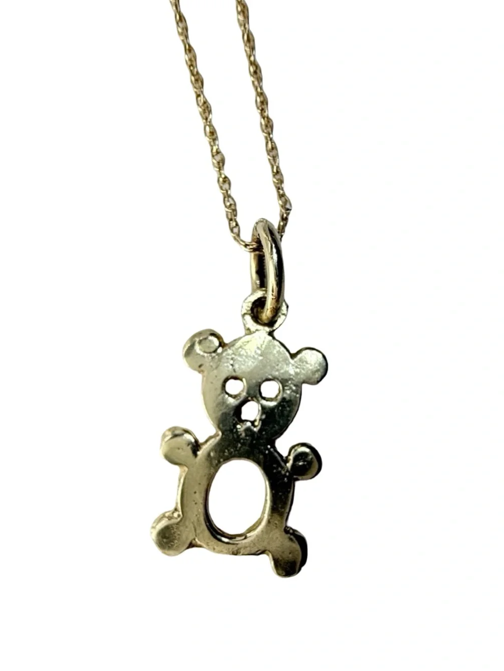 Gold Teddy Bear Pendant Necklace for Kids - Cute Gold Charm